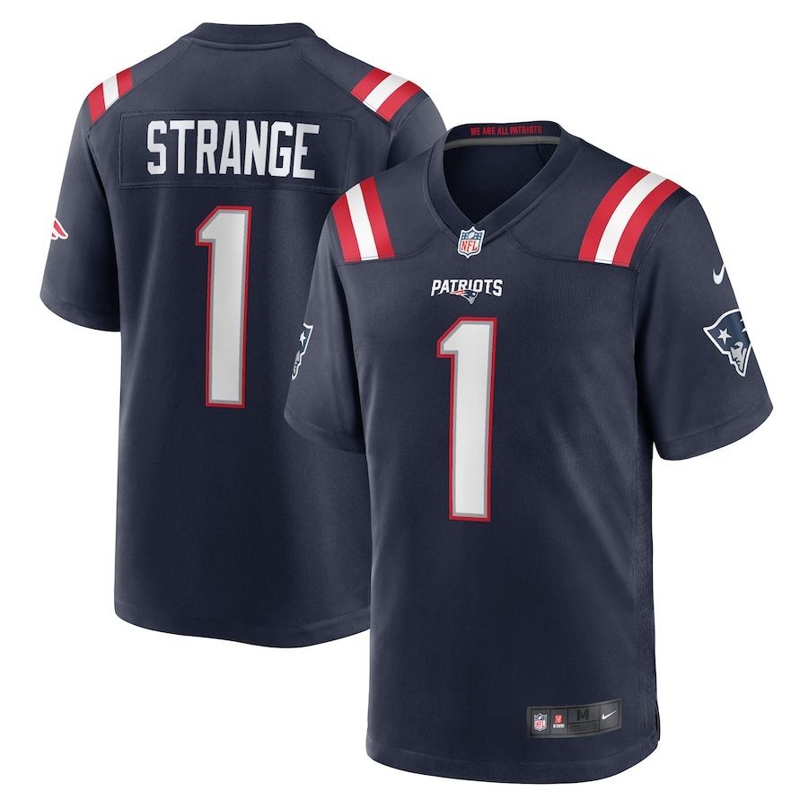 Men’s New England Patriots Cole Strange Navy 2022 NFL Draft First Round Pick Game Jersey