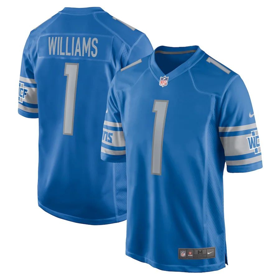 Men’s Detroit Lions Jameson Williams Blue 2022 NFL Draft First Round Pick Player Game Jersey