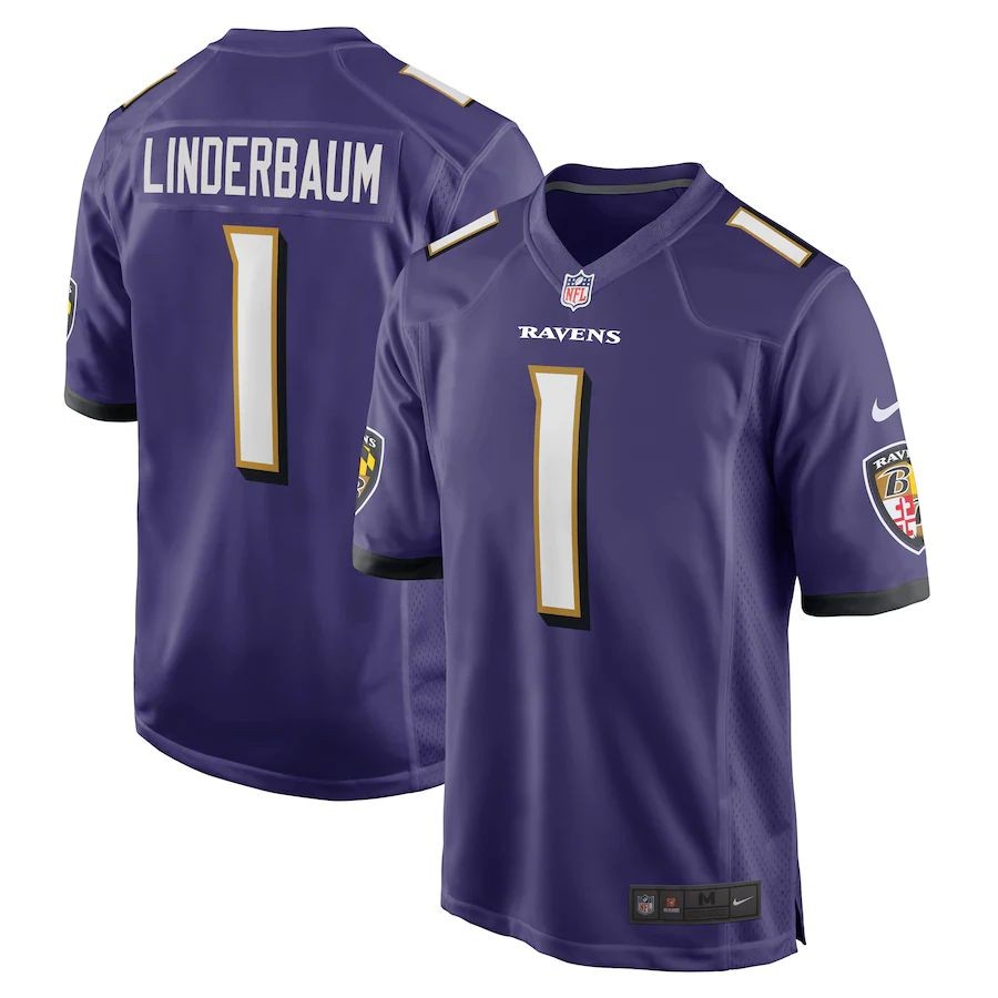 Men’s Baltimore Ravens Tyler Linderbaum Purple 2022 NFL Draft First Round Pick Game Jersey