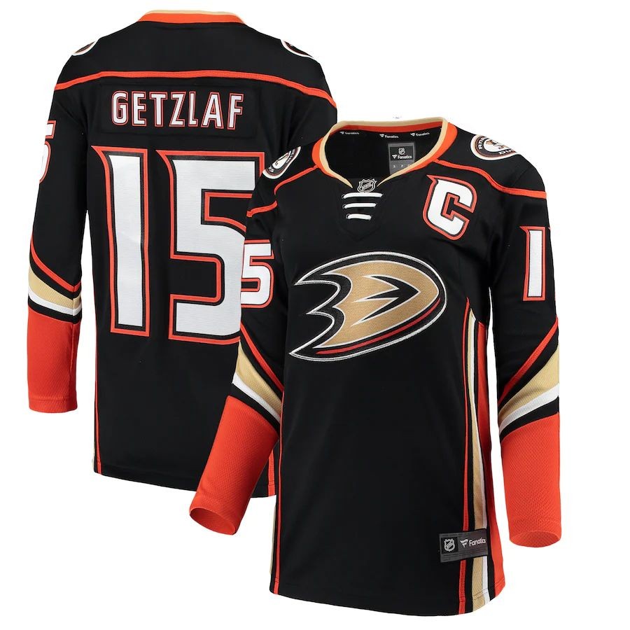 Women’s Anaheim Ducks 15 Ryan Getzlaf Fanatics Branded Black Home Breakaway Player Jersey
