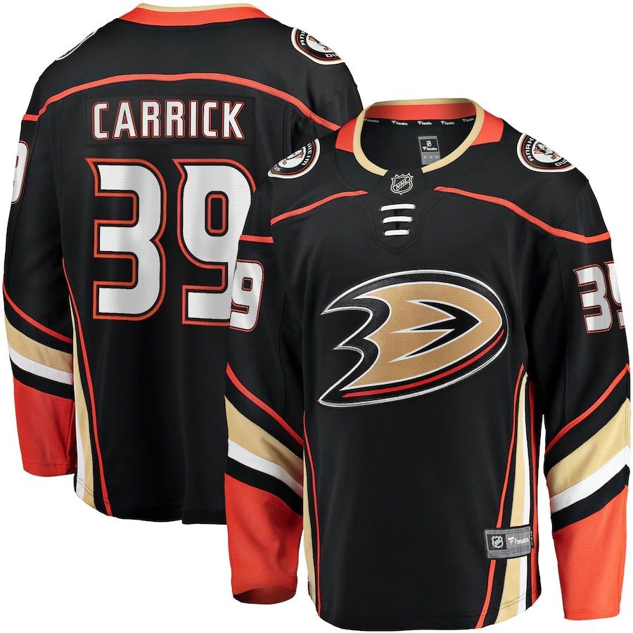 Men’s Anaheim Ducks 39 Sam Carrick Fanatics Branded Black Home Breakaway Player Jersey