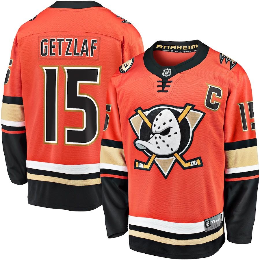 Men’s Anaheim Ducks Ryan 15 Getzlaf Fanatics Branded Orange Alternate Premier Breakaway Player Jersey