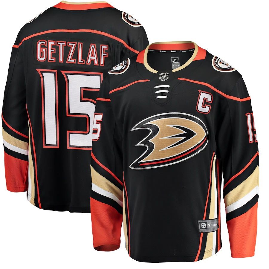 Men’s Anaheim Ducks 15 Ryan Getzlaf Fanatics Branded Black Breakaway Player Jersey