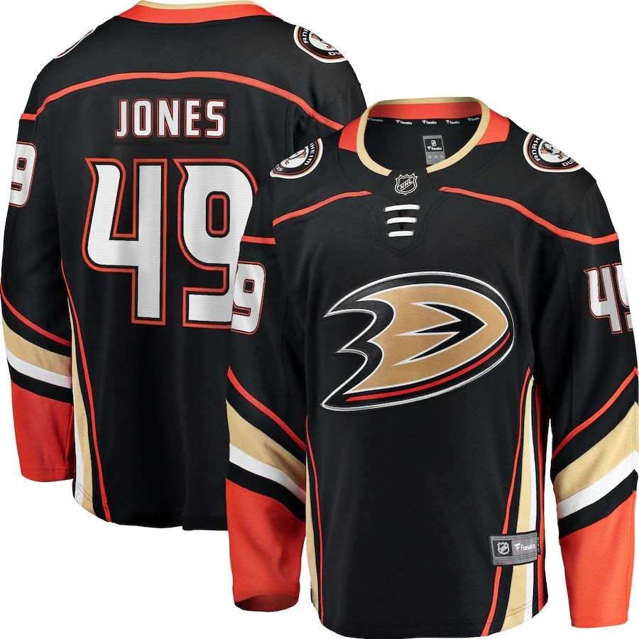 Men’s Anaheim Ducks 49 Max Jones Fanatics Branded Black Breakaway Player Jersey