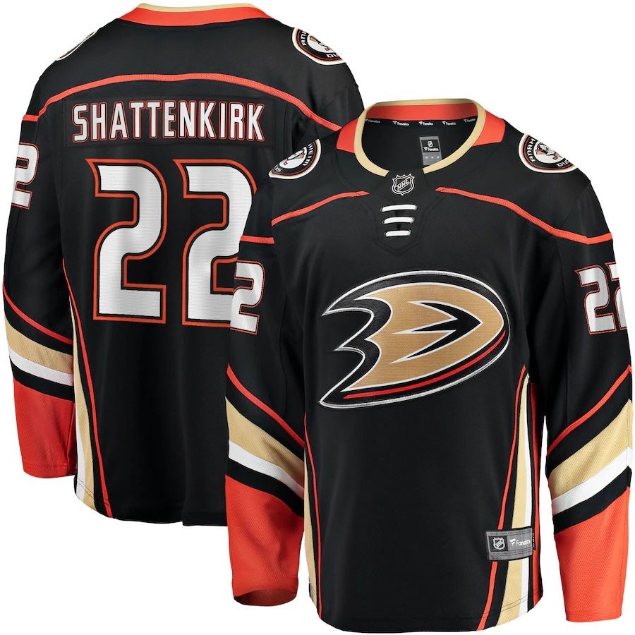 Men’s Anaheim Ducks 22 Kevin Shattenkirk Fanatics Branded Black Home Breakaway Jersey