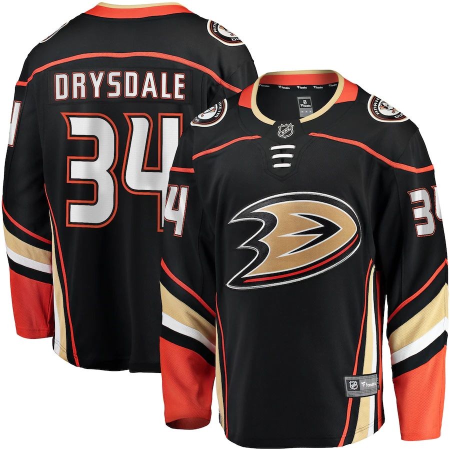 Men’s Anaheim Ducks 34 Jamie Drysdale Fanatics Branded Black Home Breakaway Player Jersey