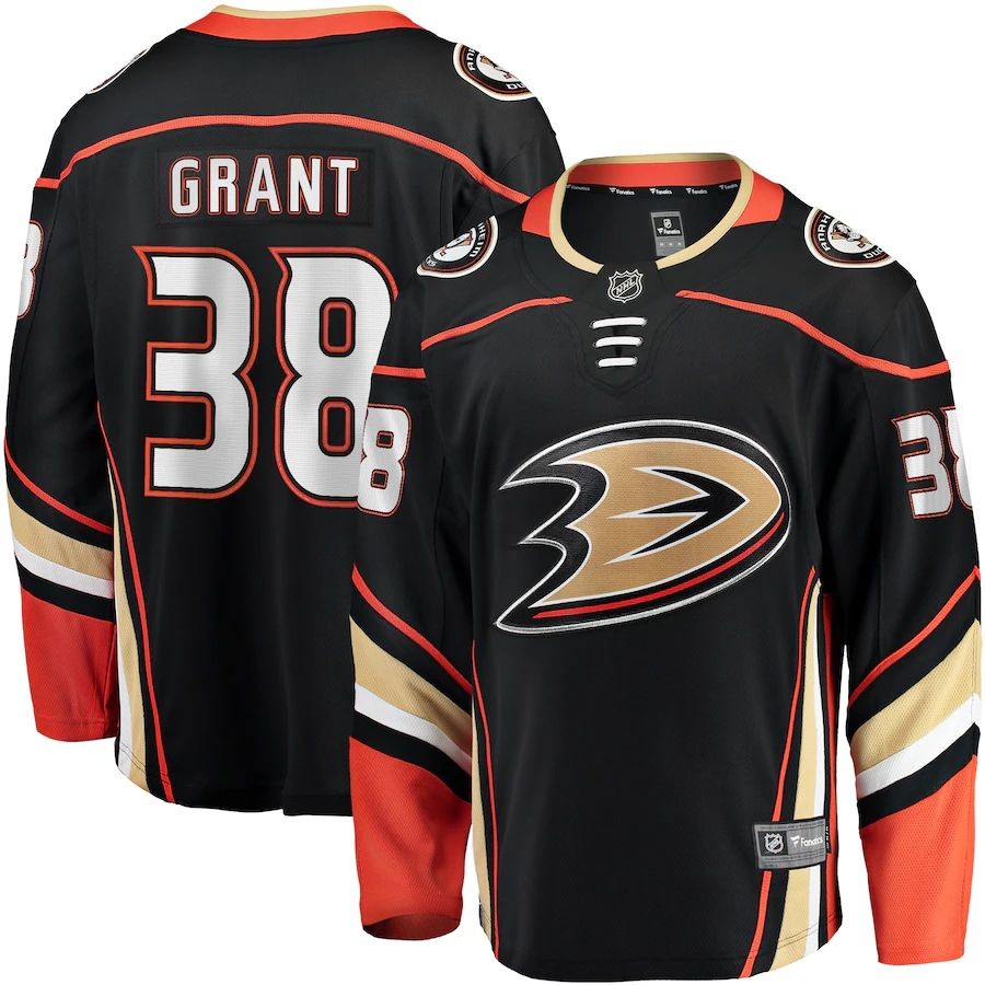 Men’s Anaheim Ducks 38 Derek Grant Fanatics Branded Black Home Breakaway Player Jersey