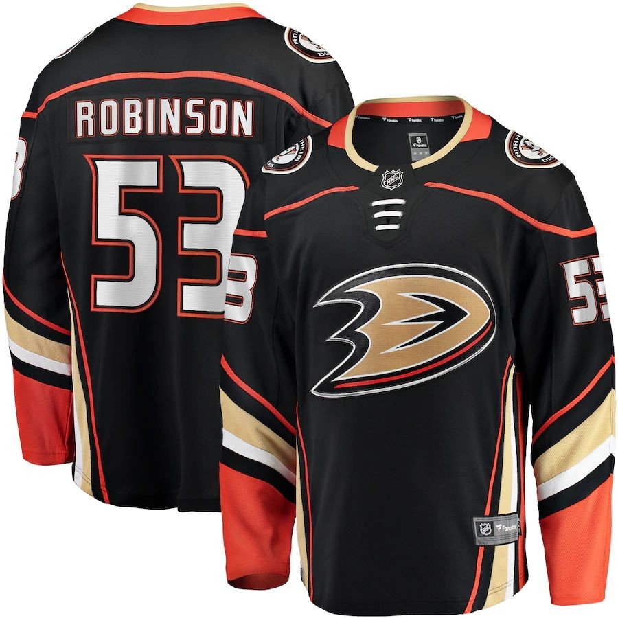 Men’s Anaheim Ducks 53 Buddy Robinson Fanatics Branded Black Home Breakaway Player Jersey