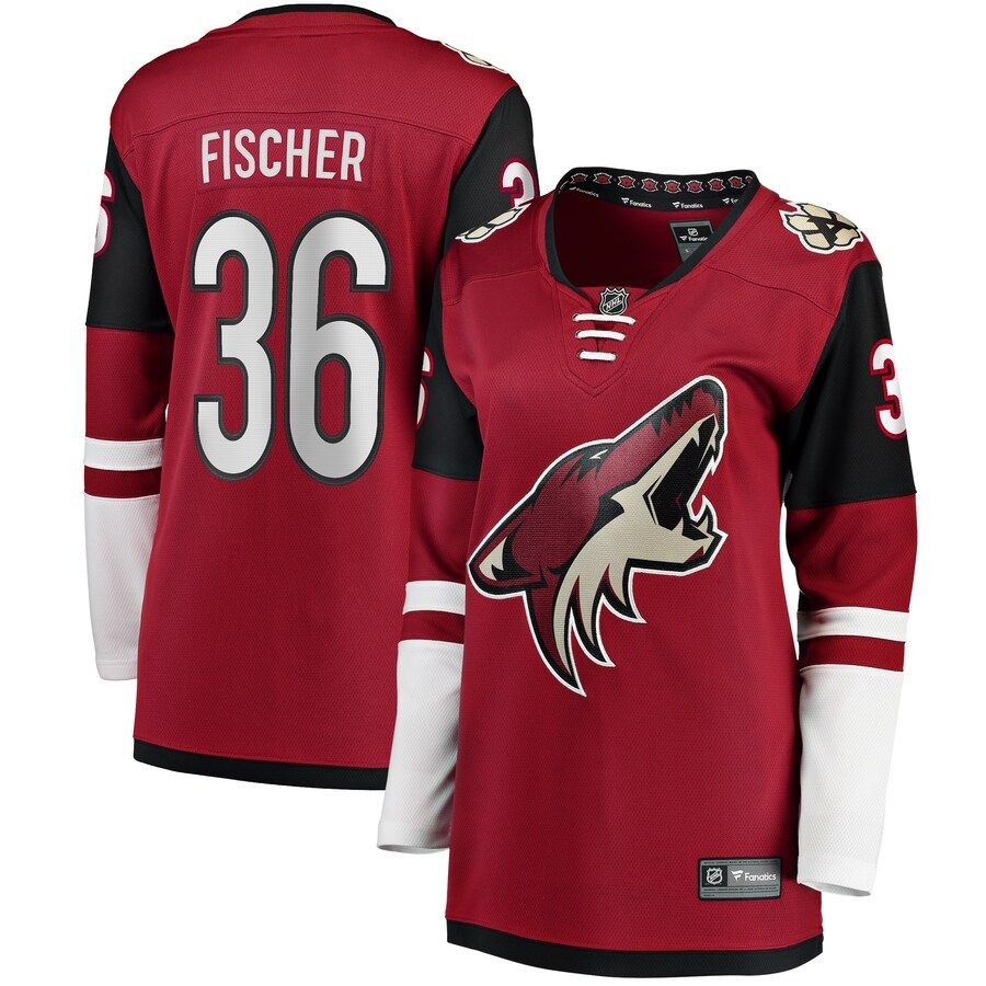 Women’s Arizona Coyotes 36 Christian Fischer Fanatics Branded Garnet Breakaway Player Jersey