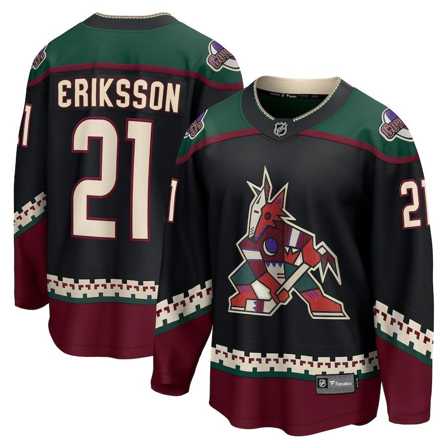 Men’s Arizona Coyotes 21 Loui Eriksson Fanatics Branded Black Home Breakaway Player Jersey