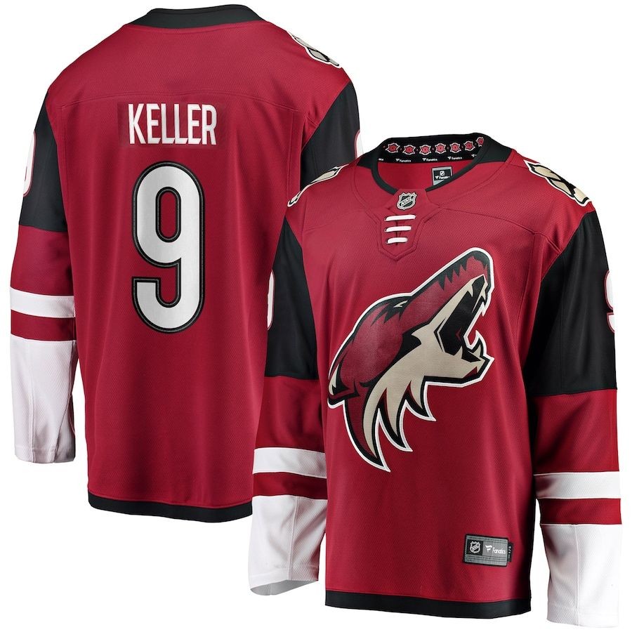 Men’s Arizona Coyotes 9 Clayton Keller Fanatics Branded Garnet Home Premier Breakaway Player Jersey