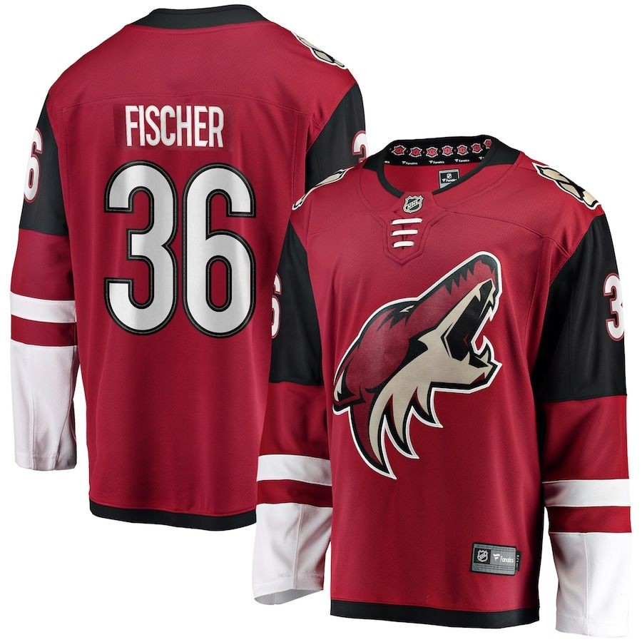Men’s Arizona Coyotes 36 Christian Fischer Fanatics Branded Garnet Breakaway Player Jersey