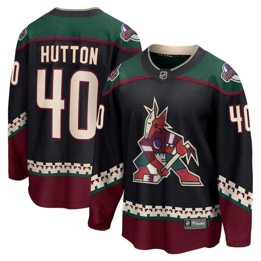 Men’s Arizona Coyotes 40 Carter Hutton Fanatics Branded Black Home Breakaway Player Jersey