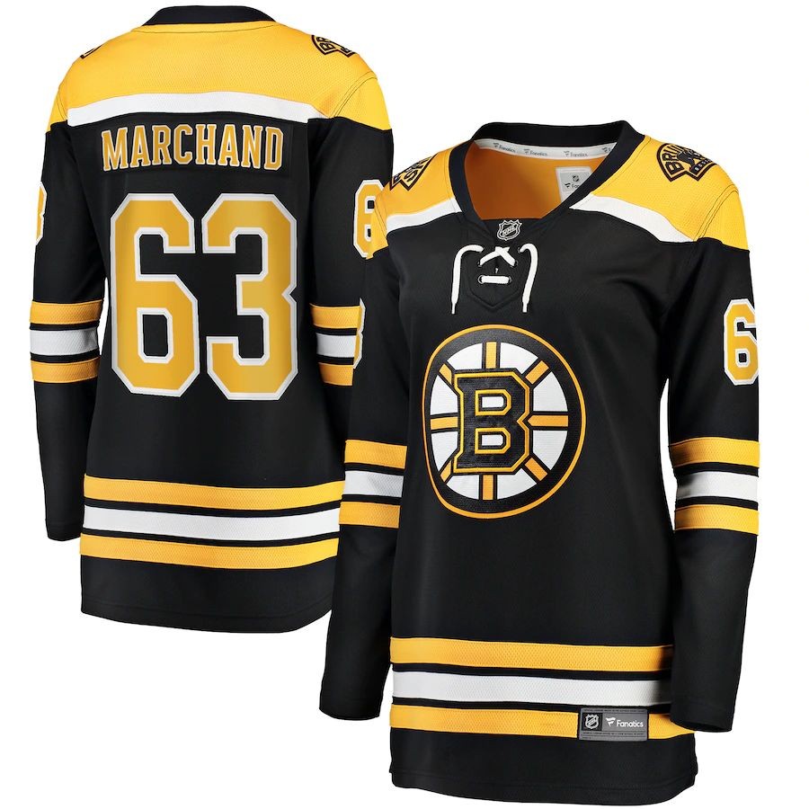 Women’s Boston Bruins 37 Brad Marchand Fanatics Branded Black Home Breakaway Player Jersey