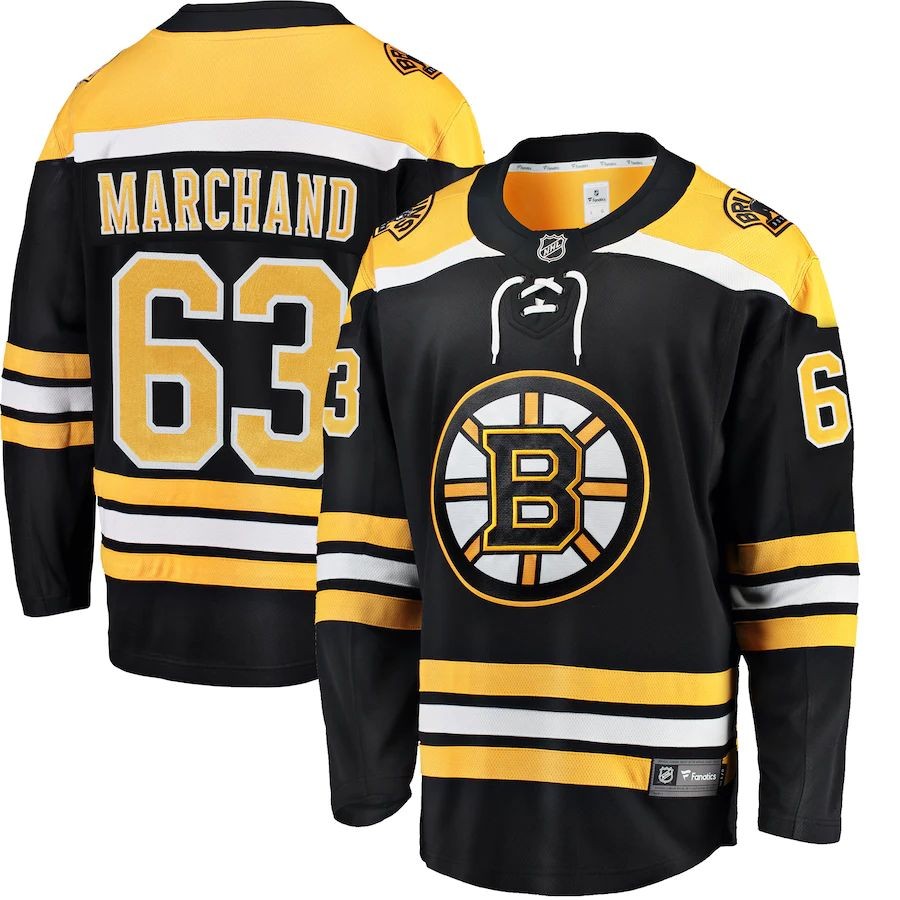 Men’s Boston Bruins 63 Brad Marchand Fanatics Branded White Away Premier Breakaway Player Jersey
