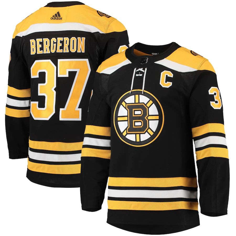 Men’s Boston Bruins 37 Patrice Bergeron Black Home Captain Patch Primegreen Authentic Pro Player Jersey