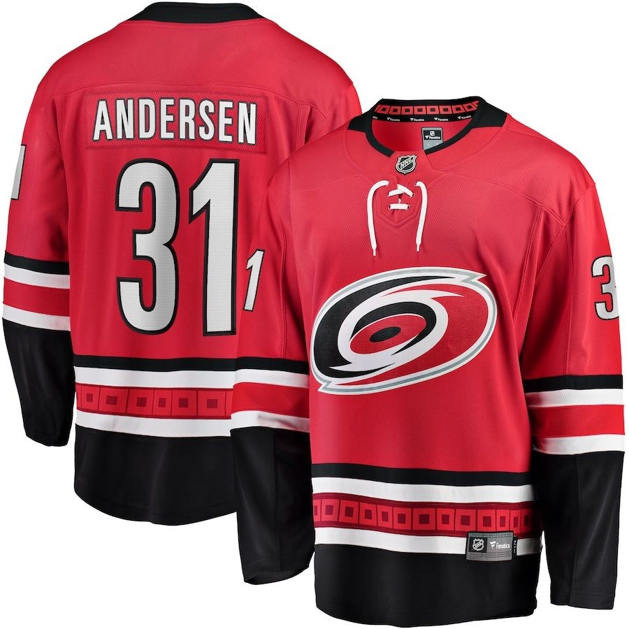 Men’s Carolina Hurricanes 31 Frederik Andersen Fanatics Branded Red Home Breakaway Player Jersey