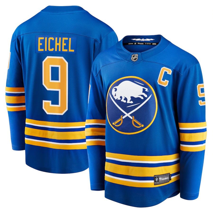 Men’s Buffalo Sabres 9 Jack Eichel Fanatics Branded Royal Home Premier Breakaway Player Jersey