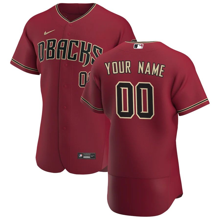 Men’s Arizona Diamondbacks Crimson Alternate Authentic Custom Jersey