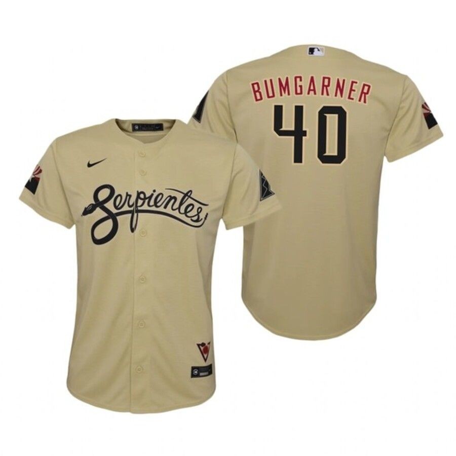 Men’s Arizona Diamondbacks Madison Bumgarner Gold Serpientes City Connect Jersey