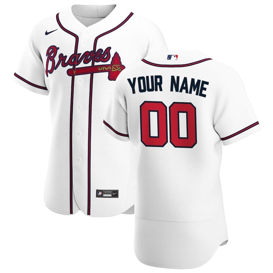 Men’s Atlanta Braves White Home Authentic Custom Jersey