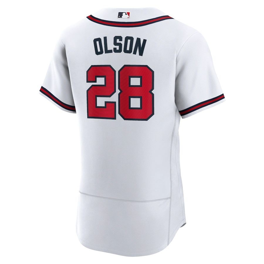 Men’s Atlanta Braves 28 Matt Olson White Home Authentic Player Jersey