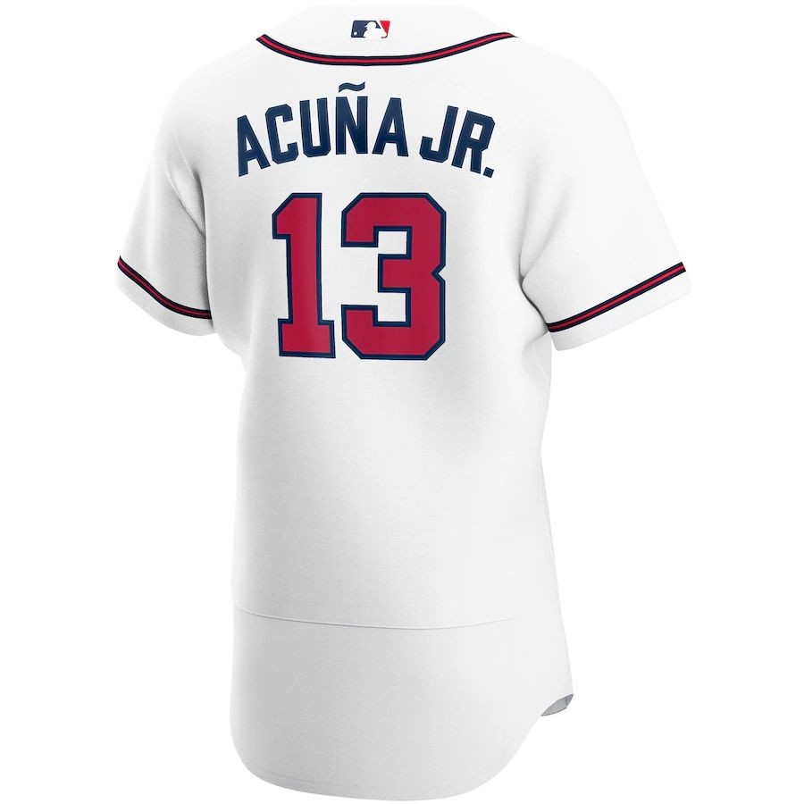 Men’s Atlanta Braves 13 Ronald Acuna Jr. White Home Authentic Player Jersey