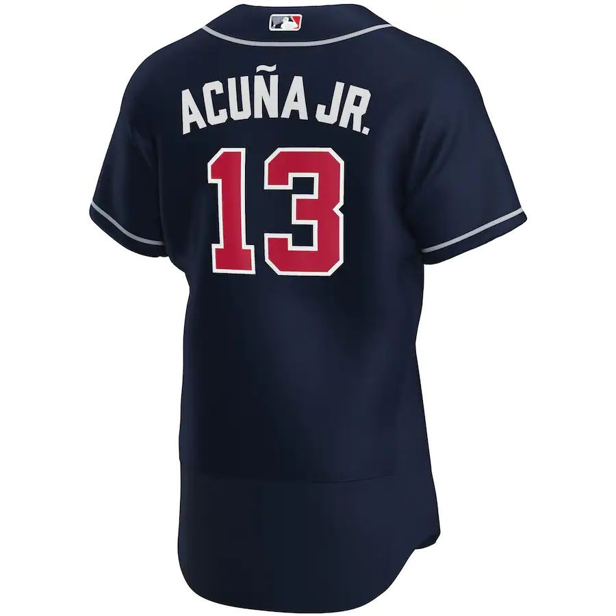 Men’s Atlanta Braves 13 Ronald Acuna Jr. Navy Alternate Authentic Player Jersey