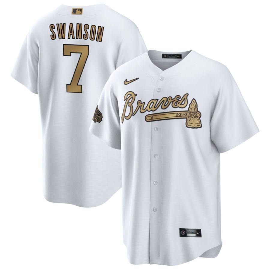 Men’s Atlanta Braves Dansby Swanson White 2022 MLB All-Star Game Jersey