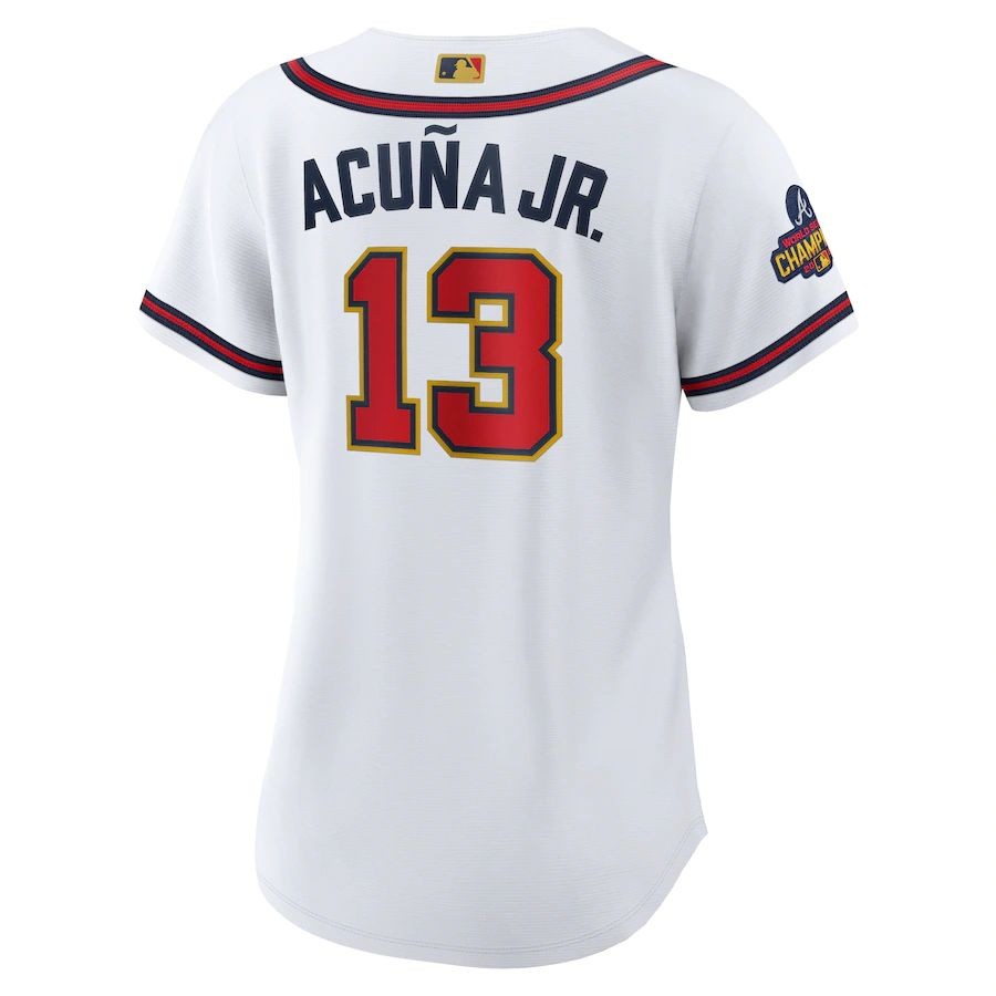 Women’s Atlanta Braves Ronald Acuna Jr. White 2022 Gold Program Replica Player Jersey