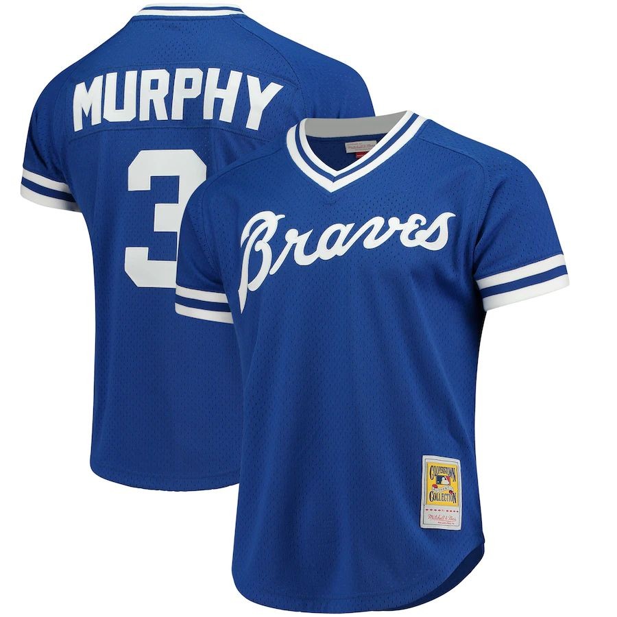 Men’s Atlanta Braves Dale Murphy Mitchell &amp; Ness Royal Cooperstown Mesh Batting Practice Jersey