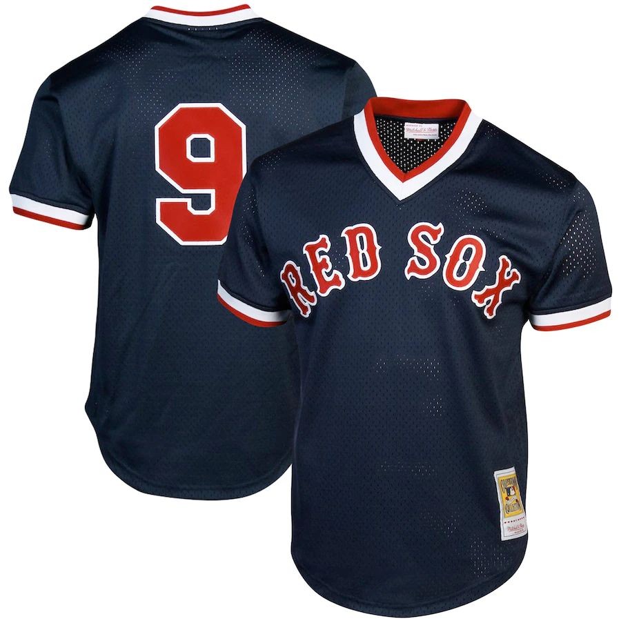 Men’s Boston Red Sox Ted Williams Mitchell &amp; Ness Navy Cooperstown Collection Big &amp; Tall Mesh Batting Practice Jersey