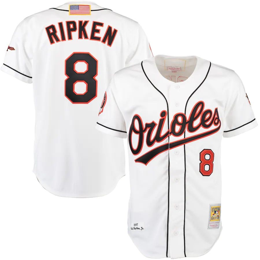 Men’s Baltimore Orioles Cal Ripken Mitchell &amp; Ness White Home Authentic Jersey