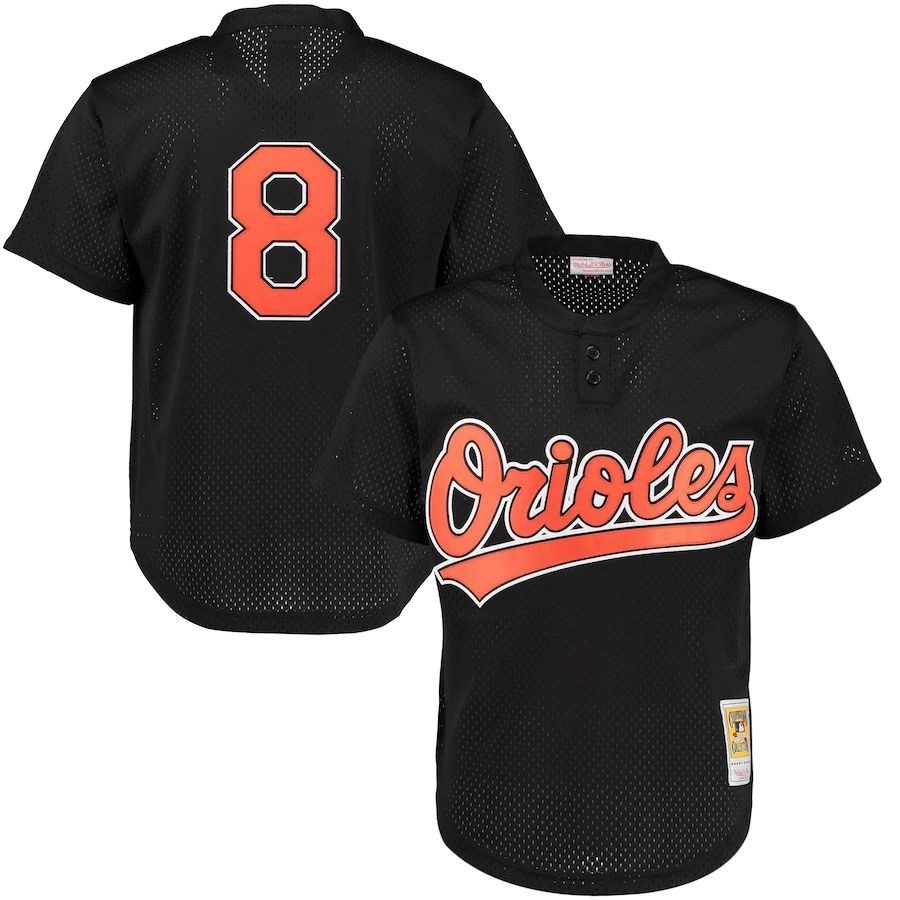 Men’s Baltimore Orioles Cal Ripken Jr. Mitchell &amp; Ness Black Cooperstown Mesh Batting Practice Jersey