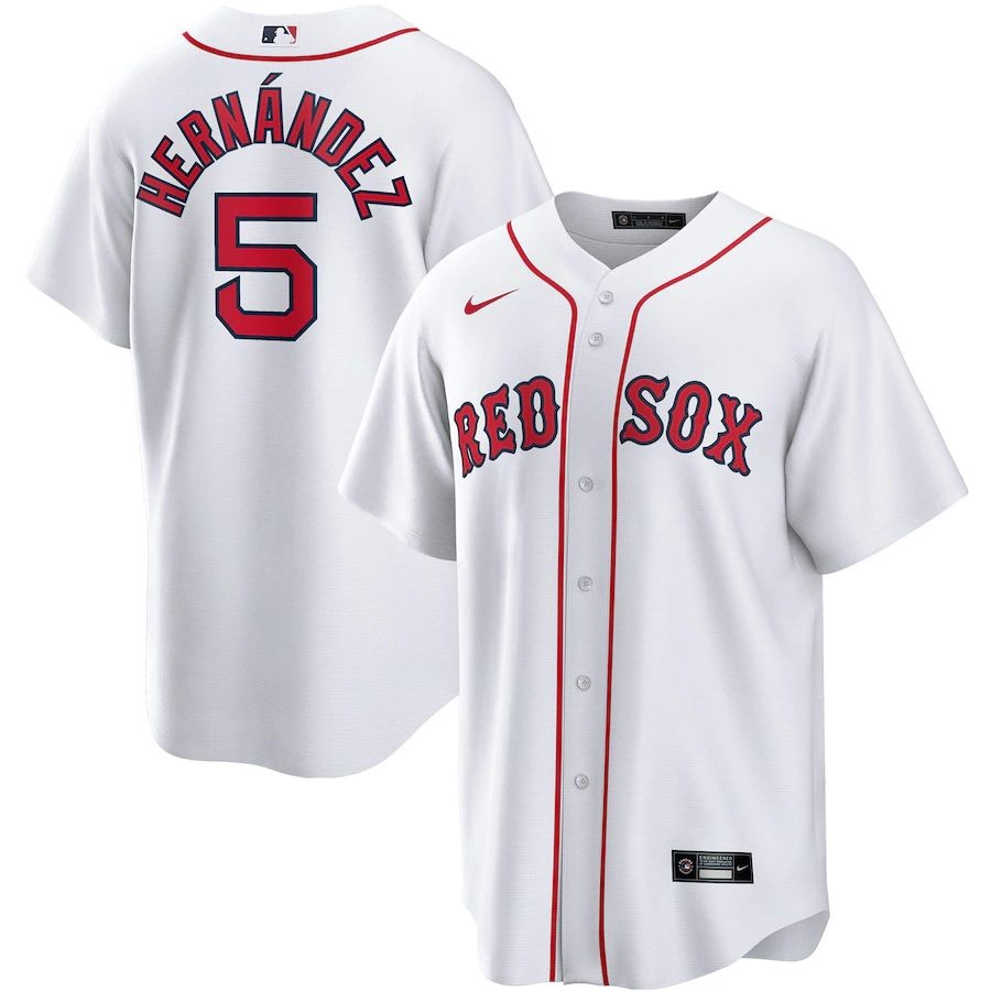 Men’s Boston Red Sox 5 Enrique Hernandez White Home Replica Player Jersey