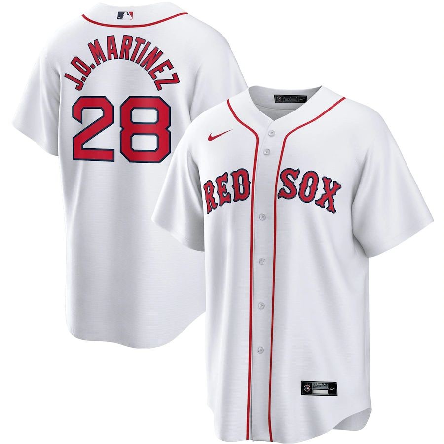 Men’s Boston Red Sox 28 J.D. Martinez White Home Replica Player Name Jersey