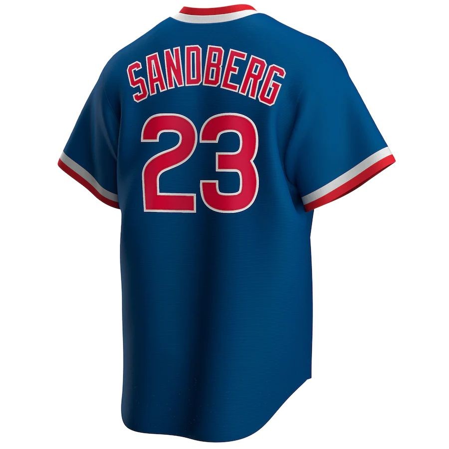 Men’s Chicago Cubs Ryne Sandberg Royal Road Cooperstown Collection Player Jersey