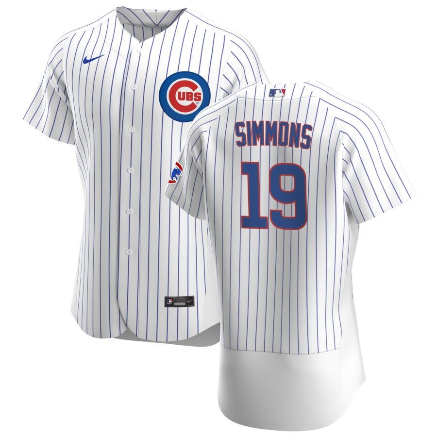 Men’s Chicago Cubs 19 Andrelton Simmons White Home Authentic Jersey