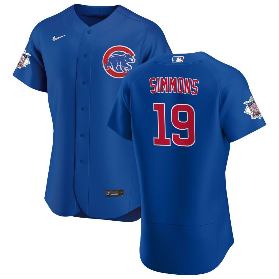 Men’s Chicago Cubs 19 Andrelton Simmons Royal Alternate Authentic Jersey