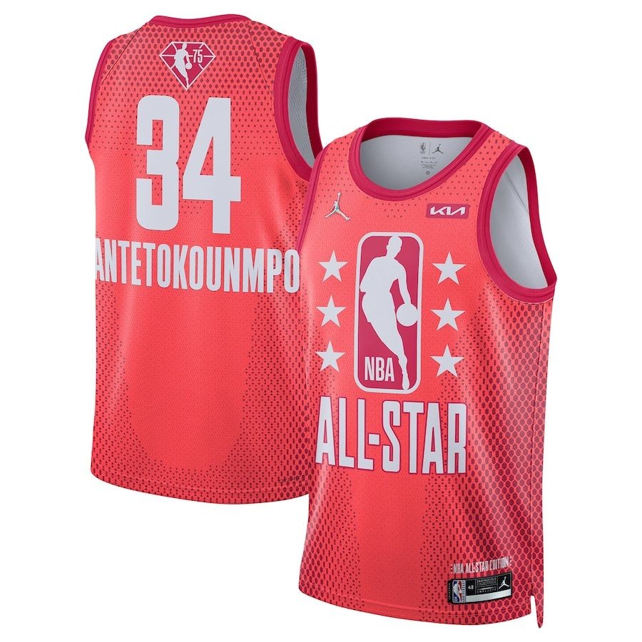 Men’s 2022 NBA All Star 34 Giannis Antetokounmpo Red Jersey