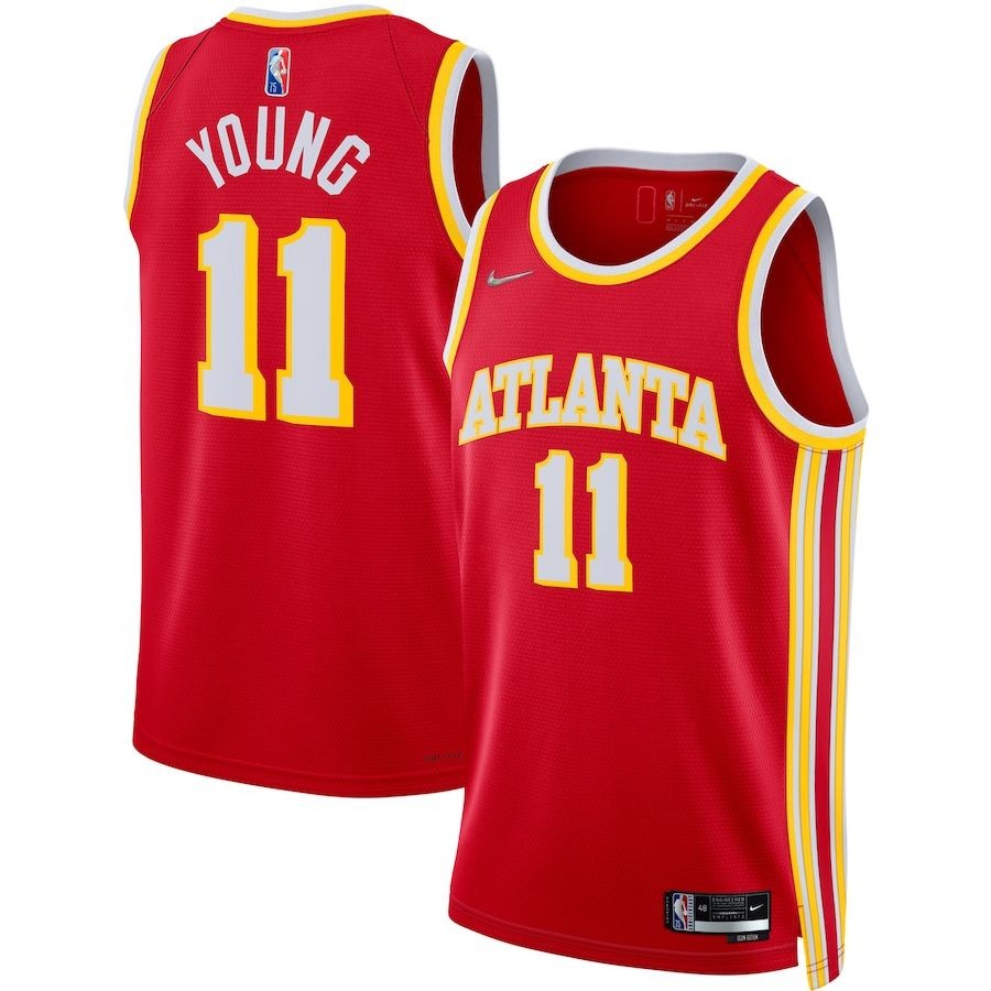 Atlanta Hawks 11 Trae Young Red 2021-22 Diamond Swingman Jersey – Icon Edition