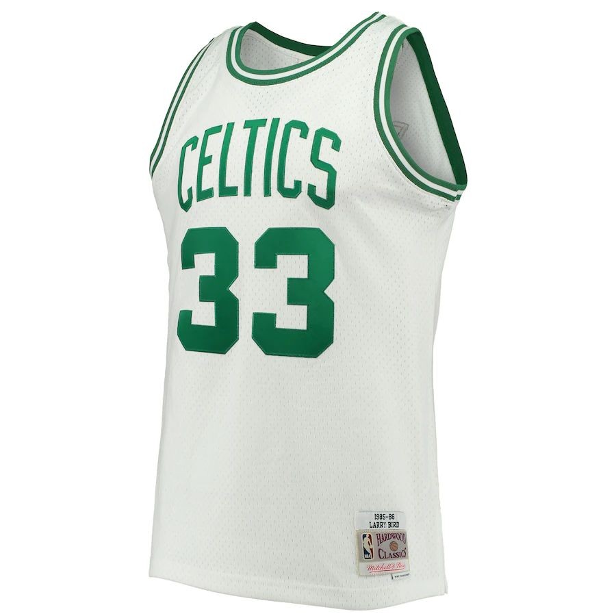 Men’s Boston Celtics Larry Bird Mitchell & Ness White 1985-86 Hardwood Classics Swingman Jersey
