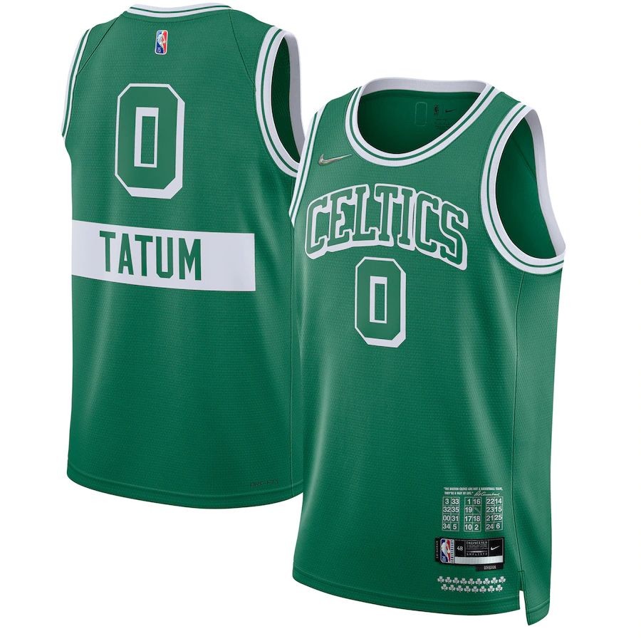 Men’s Boston Celtics 0 Jayson Tatum Kelly Green 2021-22 Swingman Jersey – City Edition