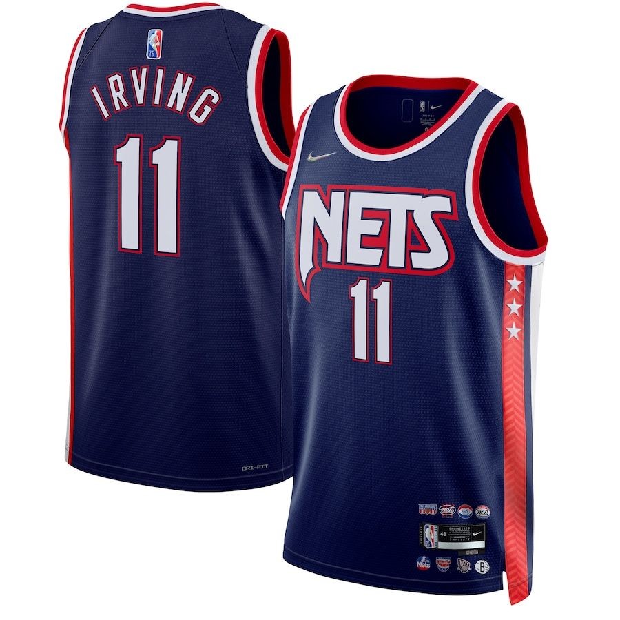 Men’s Brooklyn Nets 11 Kyrie Irving Navy 2021-22 Swingman Jersey – City Edition
