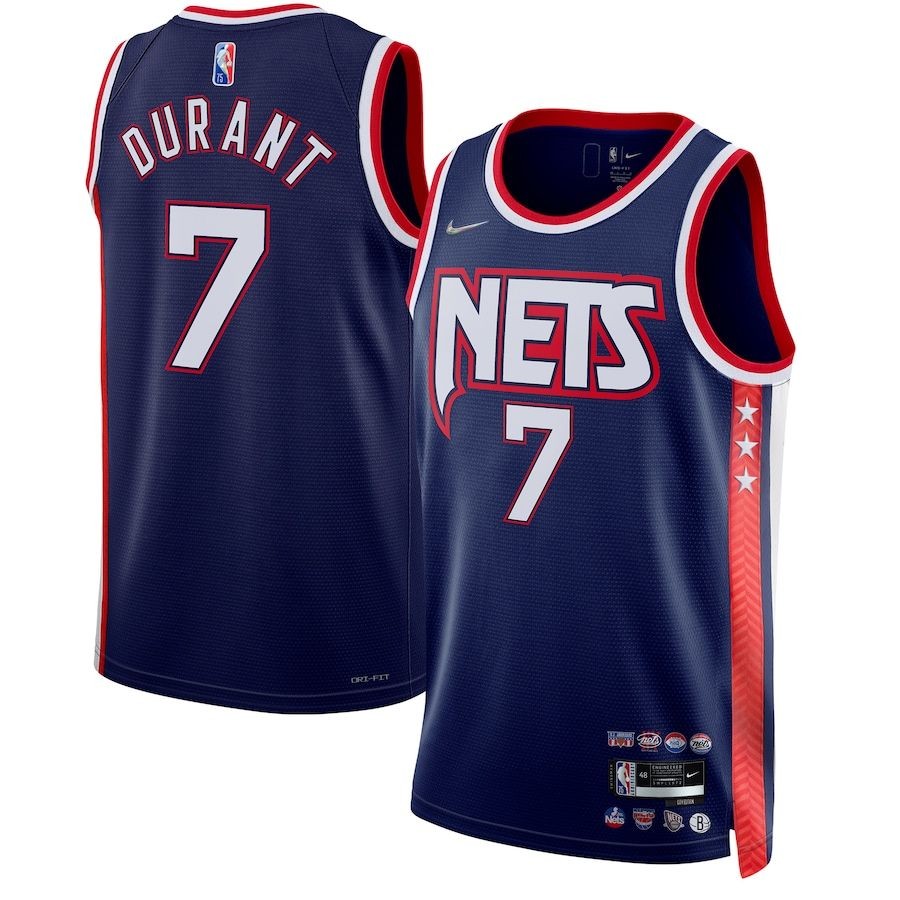 Men’s Brooklyn Nets 7 Kevin Durant Navy 2021-22 Swingman Jersey – City Edition