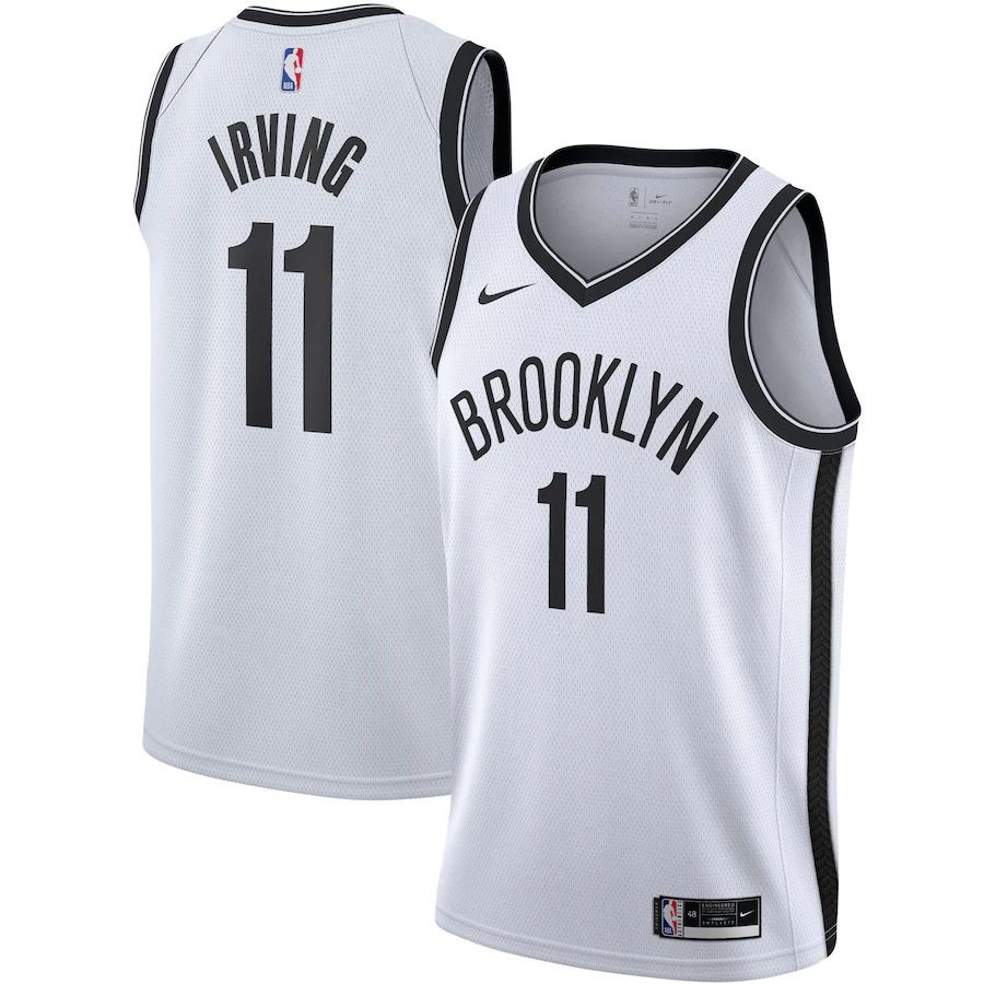 Men’s Brooklyn Nets 11 Kyrie Irving White Swingman Jersey – Association Edition