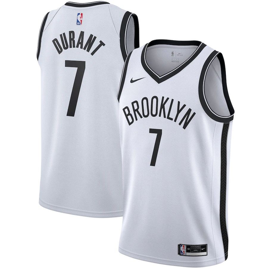 Men’s Brooklyn Nets 7 Kevin Durant White Swingman Jersey – Association Edition