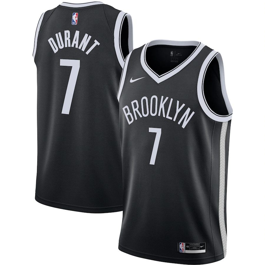Men’s Brooklyn Nets 7 Kevin Durant Black Swingman Jersey – Icon Edition
