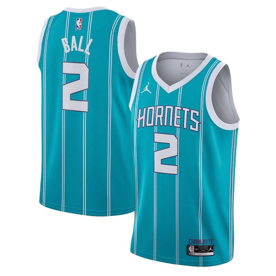Men’s Charlotte Hornets 2 LaMelo Ball 2021-2022 Teal Swingman Jersey – Icon Edition