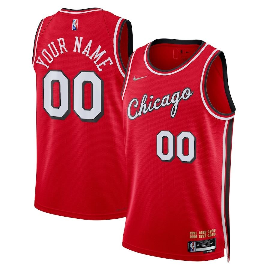 Men’s Chicago Bulls Red 2021-22 Swingman Custom Jersey – City Edition